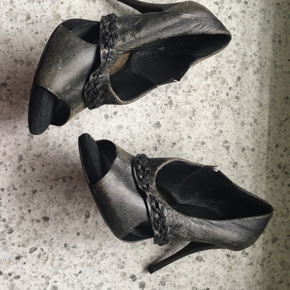 All Saints steampunk leather flap heels - Picture 6 of 12